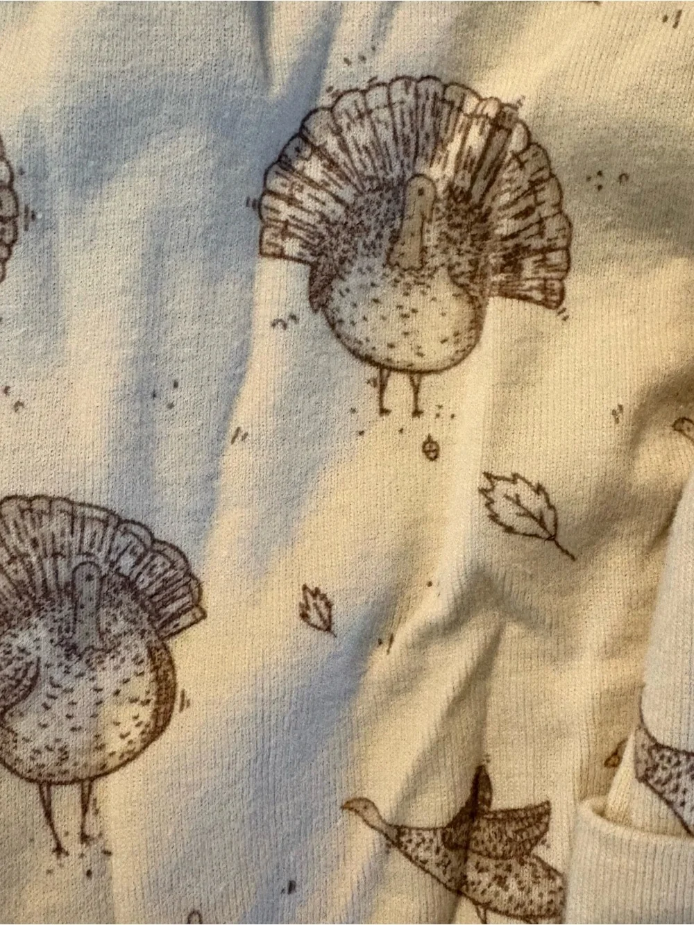 Two Turkey White Footed One-Piece Sleepers with Multicolor Turkey Print 0-3 M